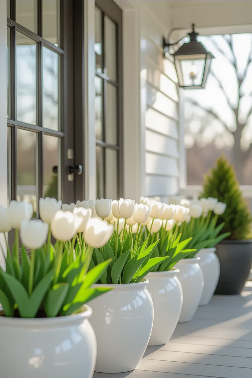 Spring Pots for Porch Front Doors with Elegant Design