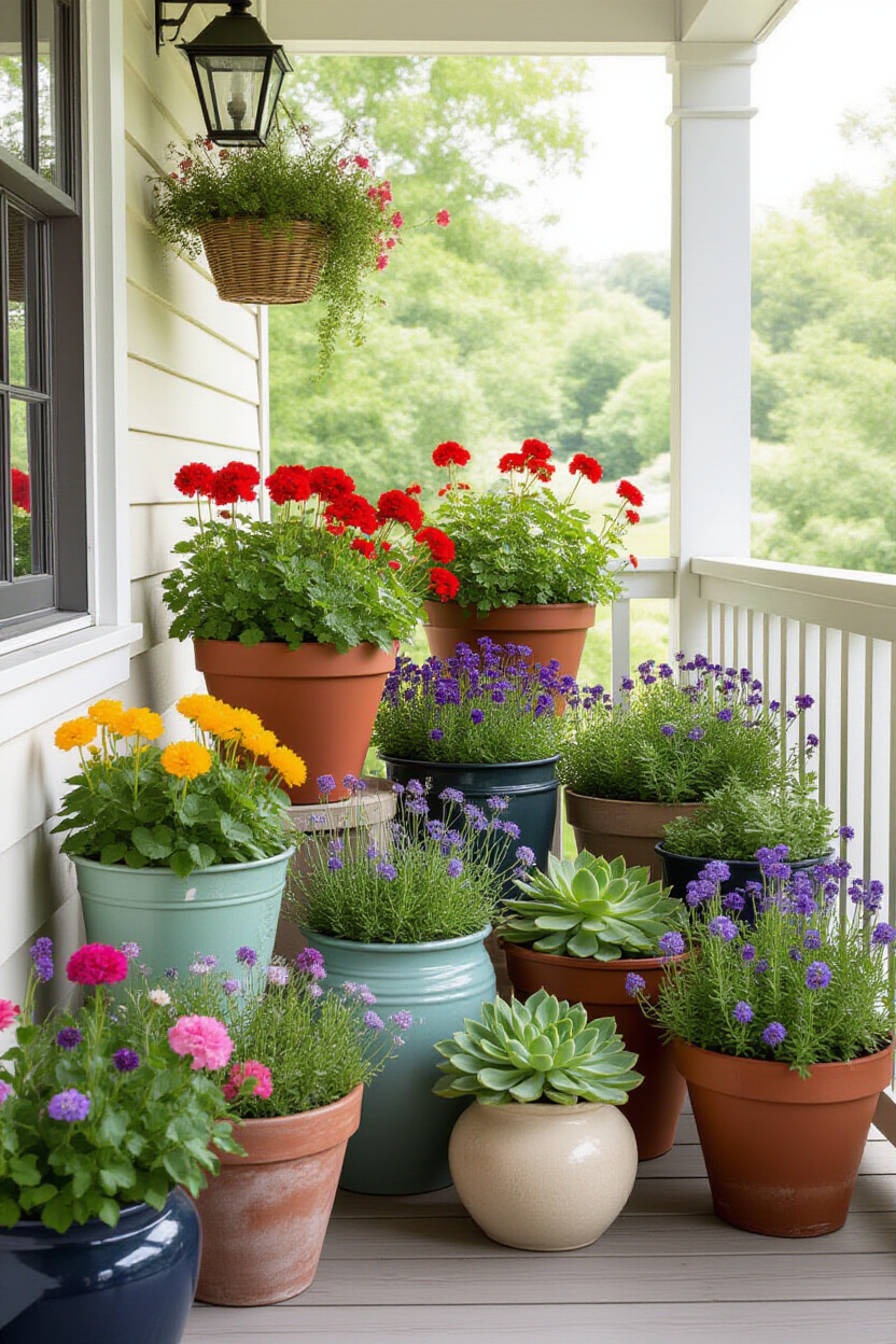 Spring Potted Flowers Porches for an Organic Garden Aesthetic