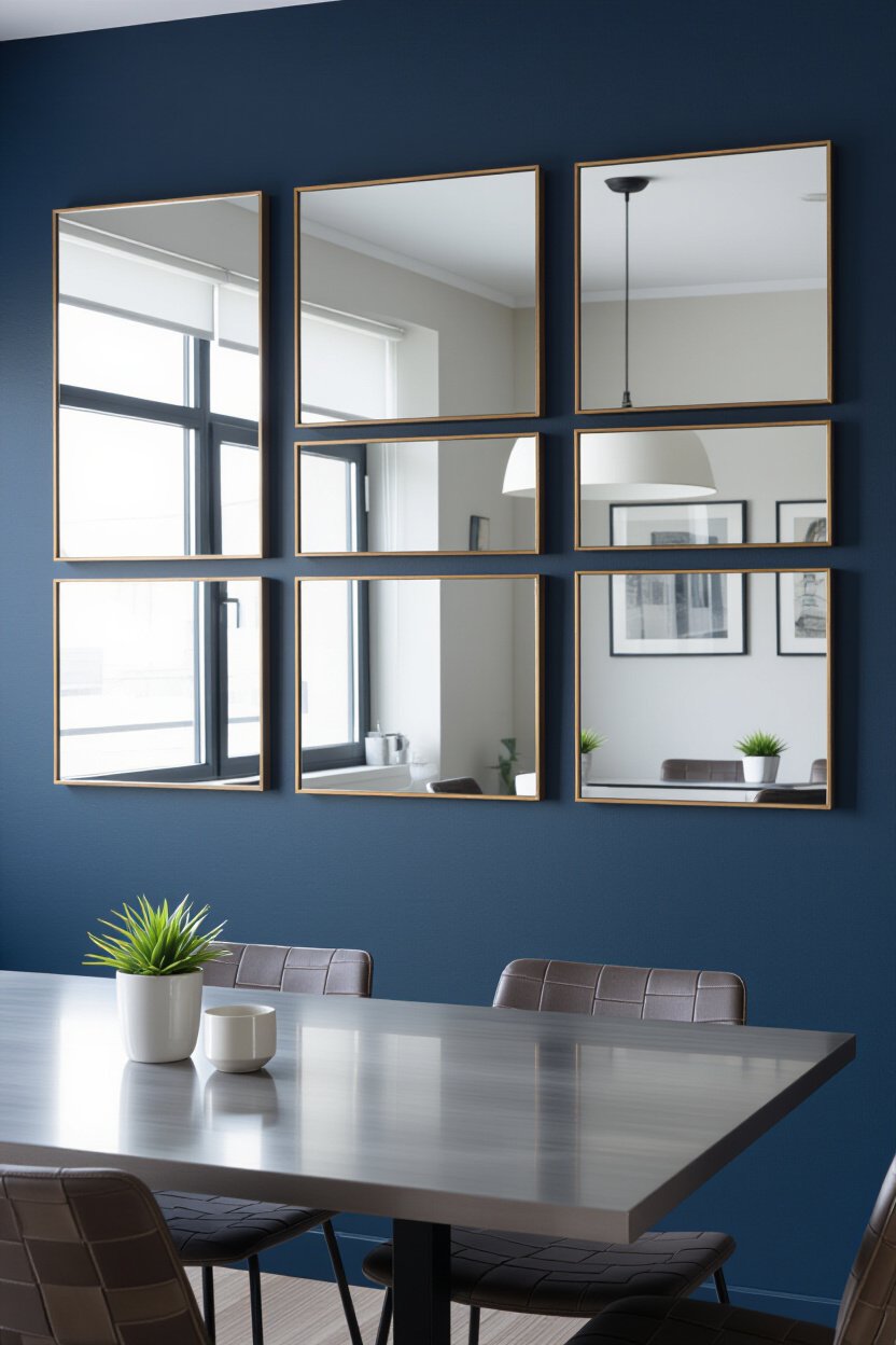 Symmetry with Multiple Square Mirror Wall Decor