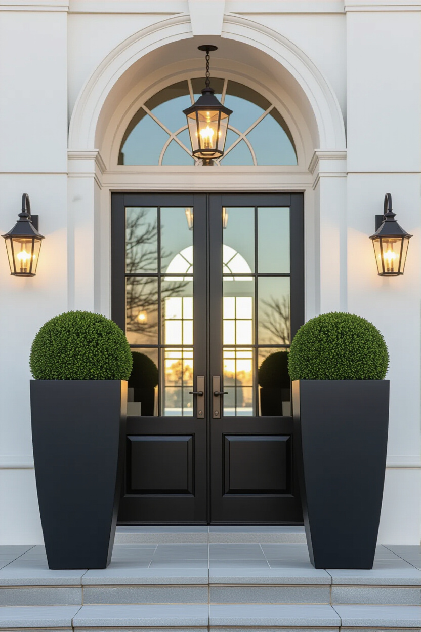 Tall Planters Front Door Entrance Style