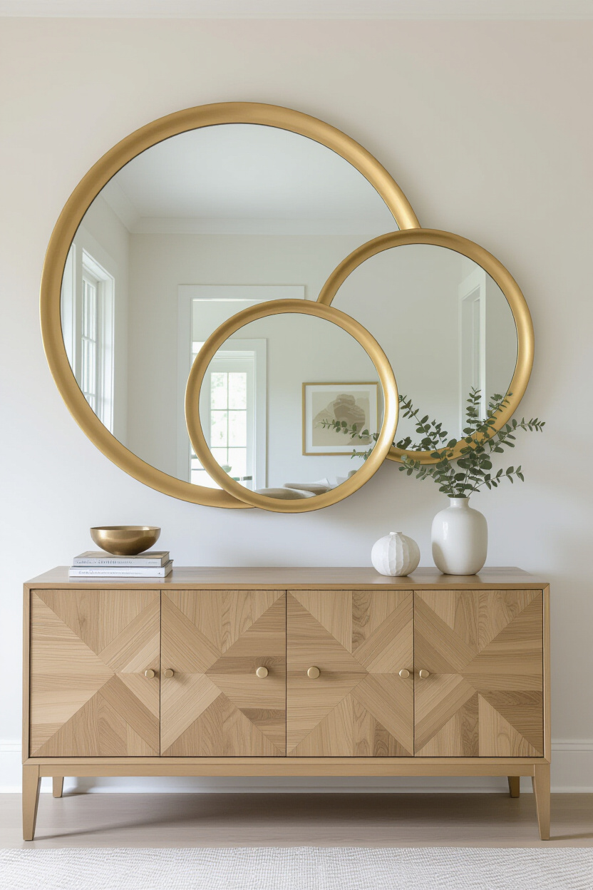Three Round Mirrors on Wall Ideas for Modern Design