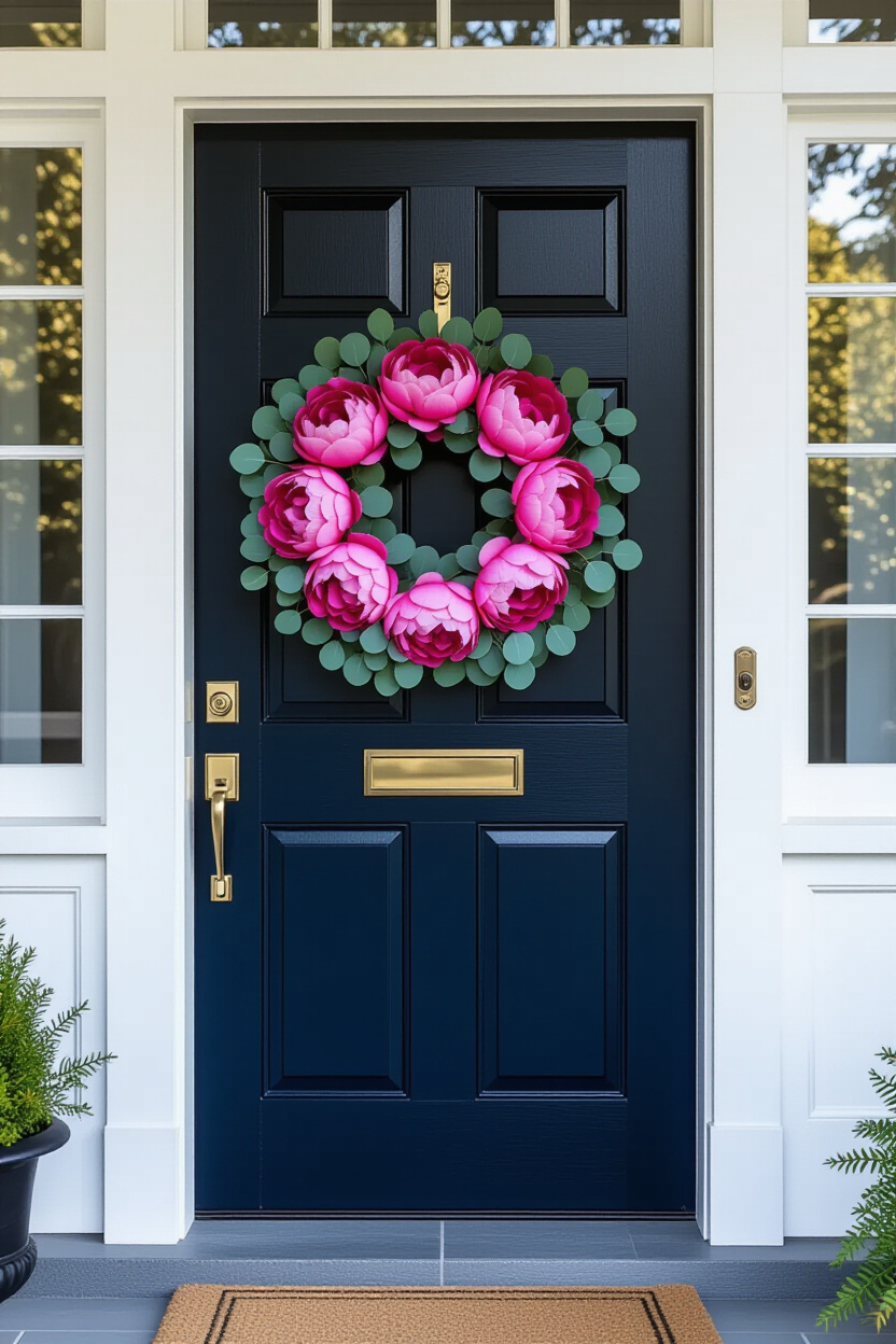 Vibrant Spring Door Wreaths for Front Porches with Floral Style
