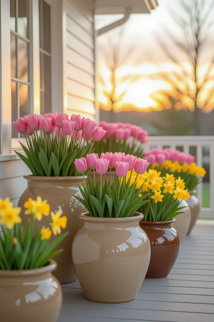 Vibrant Spring Porch Pots and Planters Style