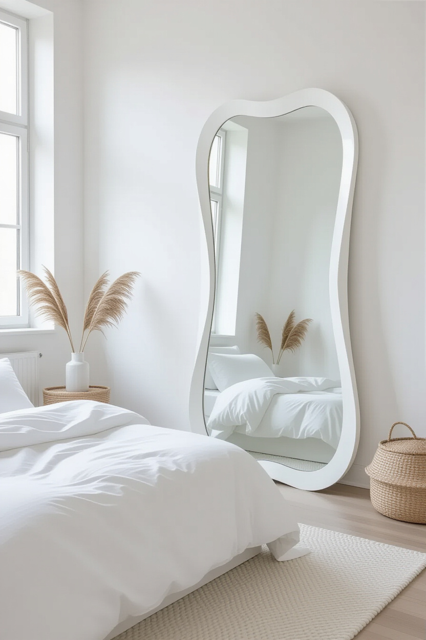 White Wavy Mirror: Minimalist Look for Clean Spaces